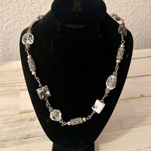 Beautiful Artisan Bali Style Silver,Beaded,Stone Station Necklace.